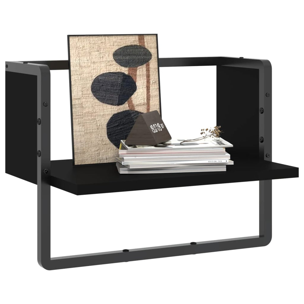 Wandschap met stang 40x25x30 cm zwart MeubelReus