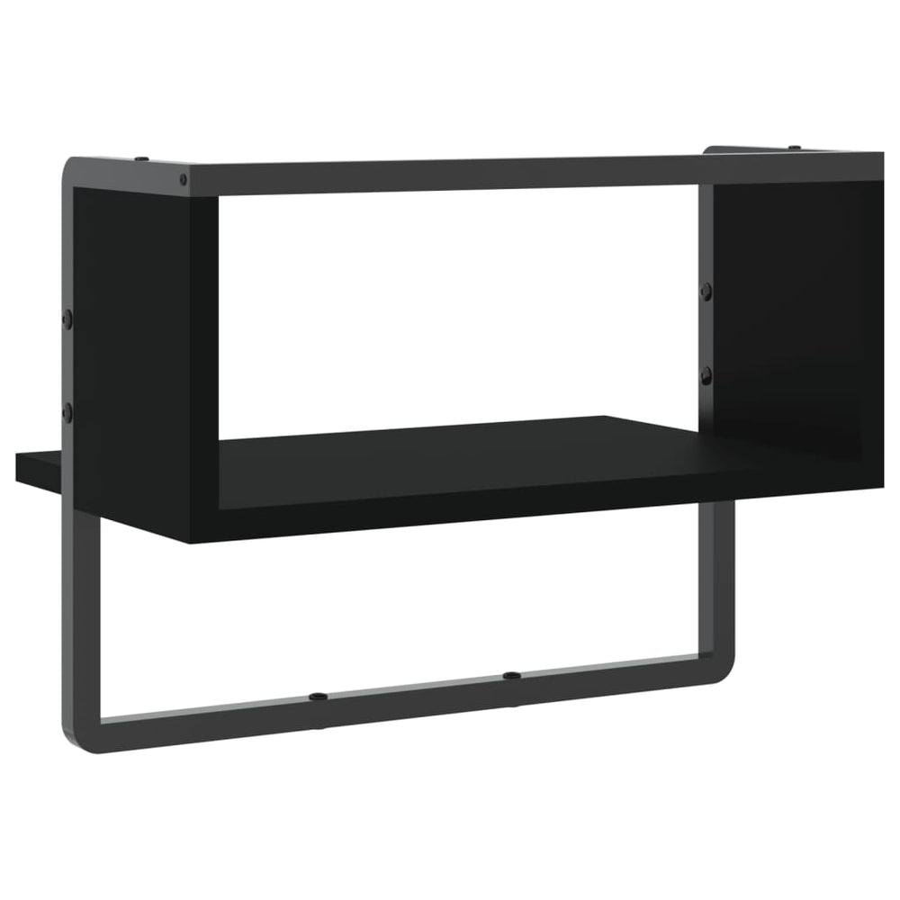 Wandschap met stang 40x25x30 cm zwart MeubelReus