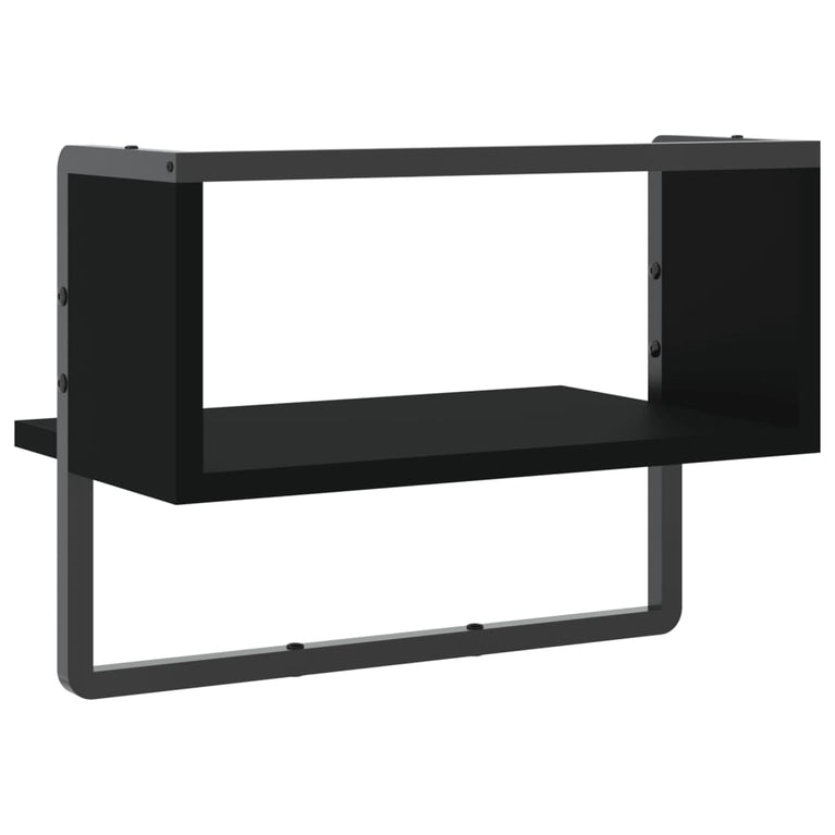 Wandschap met stang 40x25x30 cm zwart MeubelReus