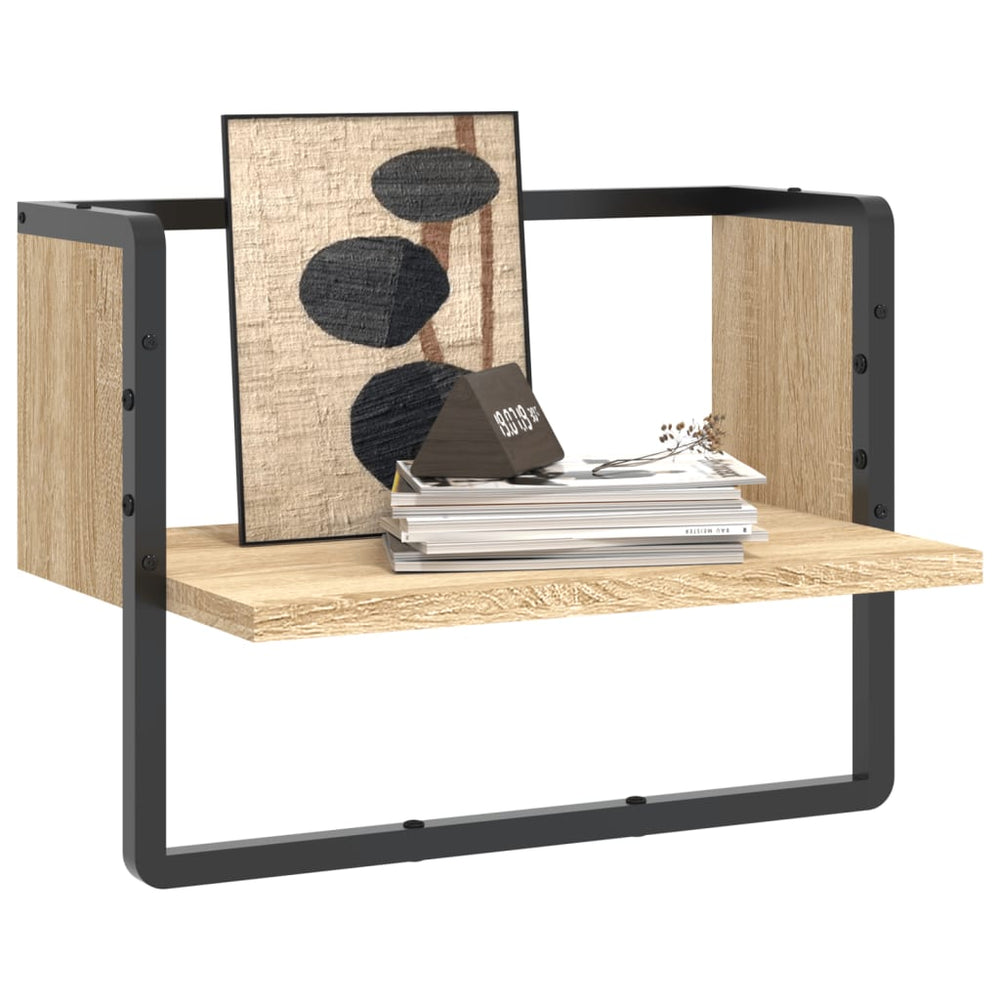 Wandschap met stang 40x25x30 cm sonoma eikenkleurig MeubelReus