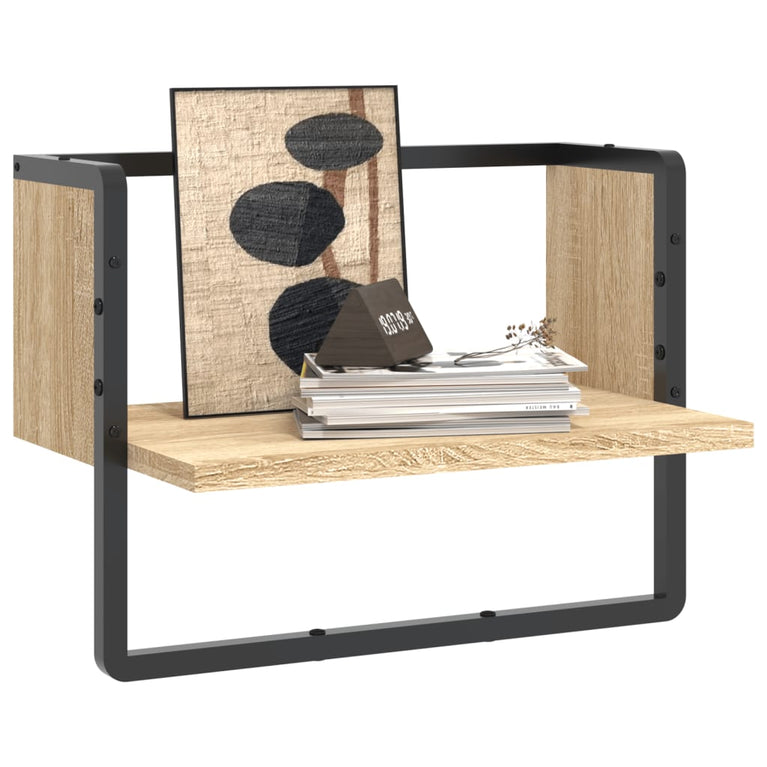 Wandschap met stang 40x25x30 cm sonoma eikenkleurig MeubelReus