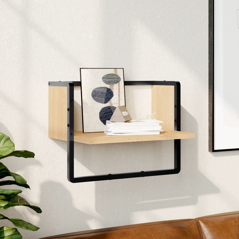 Wandschap met stang 40x25x30 cm sonoma eikenkleurig MeubelReus