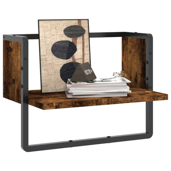 Wandschap met stang 40x25x30 cm gerookt eikenkleurig MeubelReus