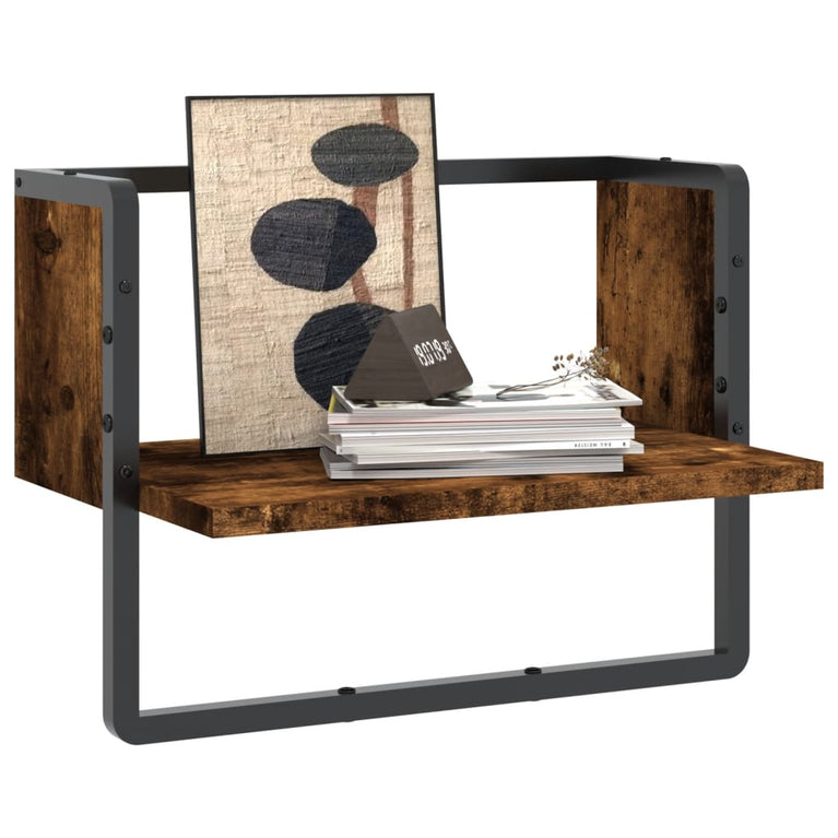Wandschap met stang 40x25x30 cm gerookt eikenkleurig MeubelReus