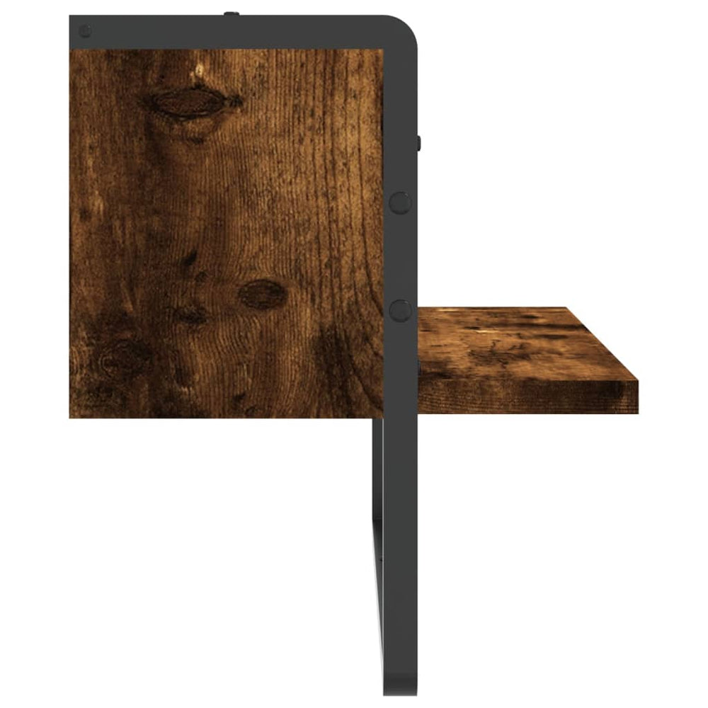 Wandschap met stang 40x25x30 cm gerookt eikenkleurig MeubelReus