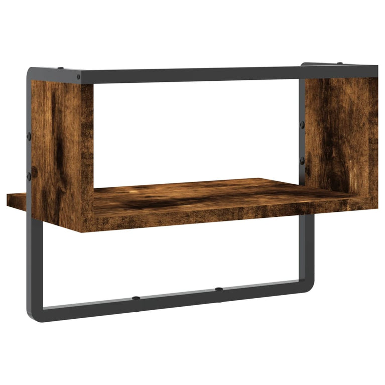 Wandschap met stang 40x25x30 cm gerookt eikenkleurig MeubelReus