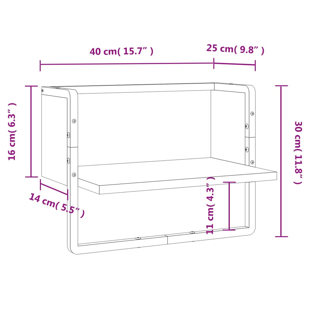 Wandschap met stang 40x25x30 cm gerookt eikenkleurig MeubelReus