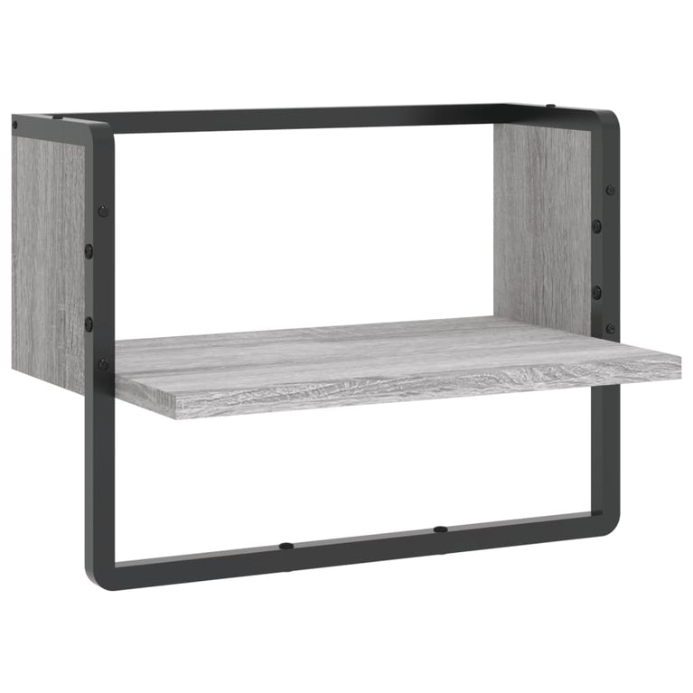 Wandschap met stang 40x25x30 cm grijs sonoma eikenkleurig MeubelReus