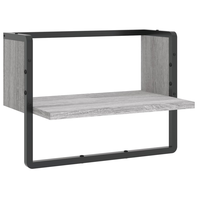 Wandschap met stang 40x25x30 cm grijs sonoma eikenkleurig MeubelReus