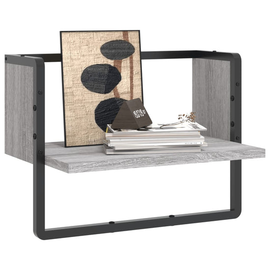 Wandschap met stang 40x25x30 cm grijs sonoma eikenkleurig MeubelReus