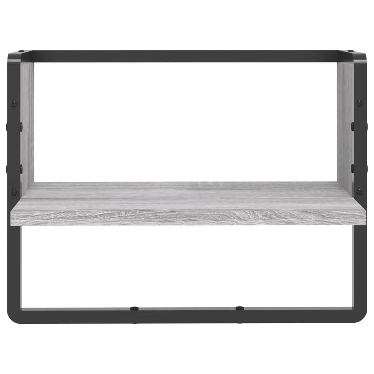Wandschap met stang 40x25x30 cm grijs sonoma eikenkleurig MeubelReus