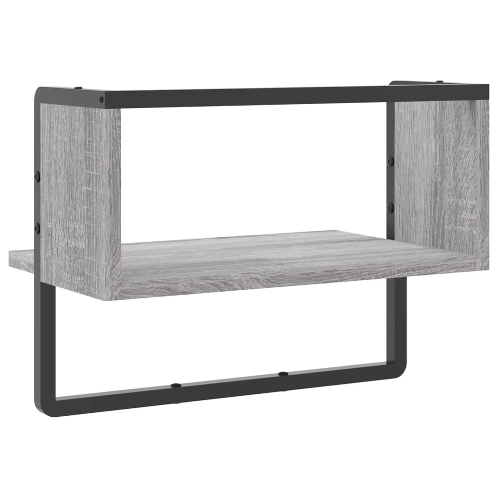 Wandschap met stang 40x25x30 cm grijs sonoma eikenkleurig MeubelReus
