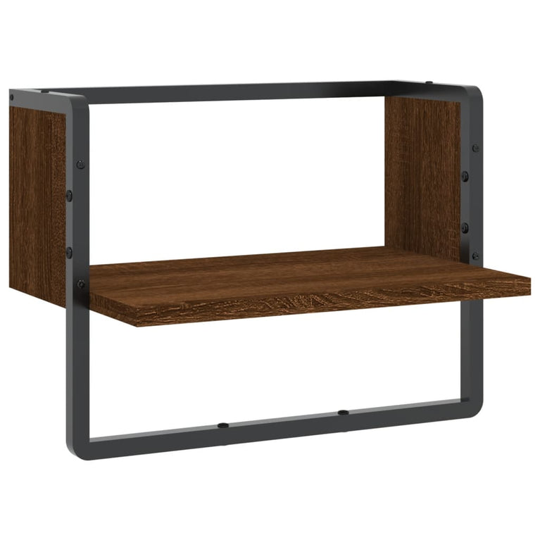 Wandschap met stang 40x25x30 cm bruin eikenkleur MeubelReus