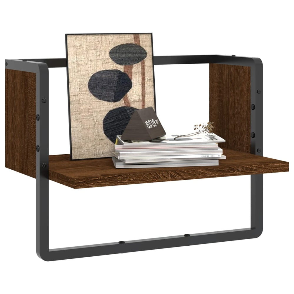 Wandschap met stang 40x25x30 cm bruin eikenkleur MeubelReus