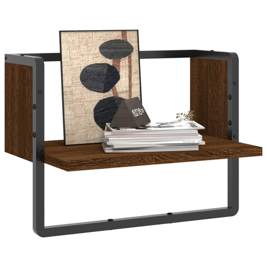 Wandschap met stang 40x25x30 cm bruin eikenkleur MeubelReus