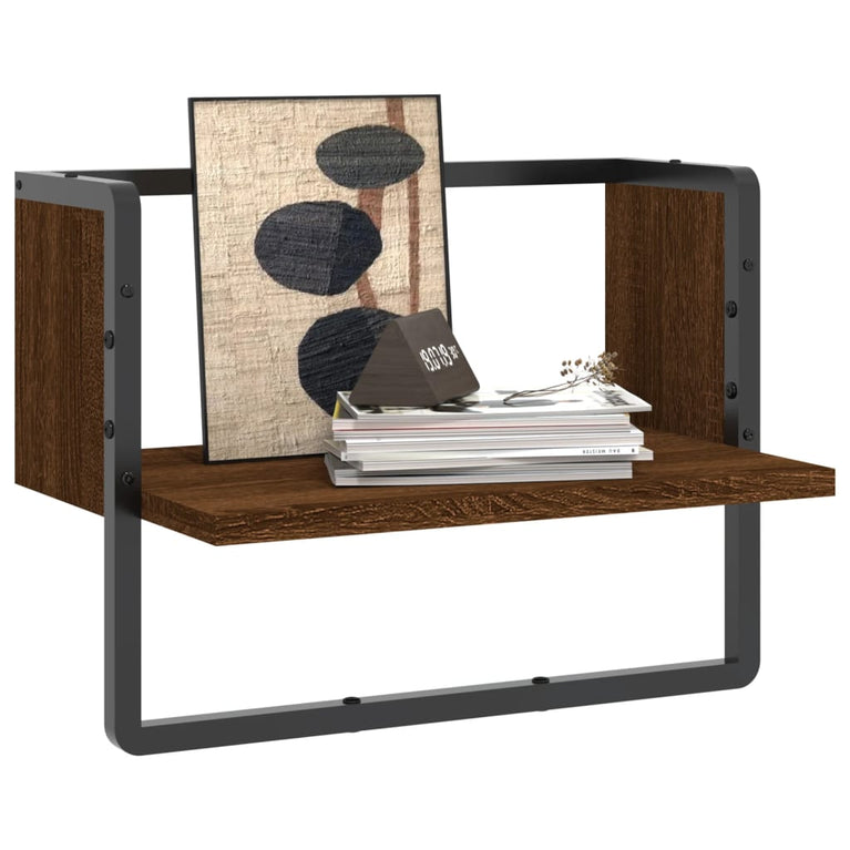 Wandschap met stang 40x25x30 cm bruin eikenkleur MeubelReus