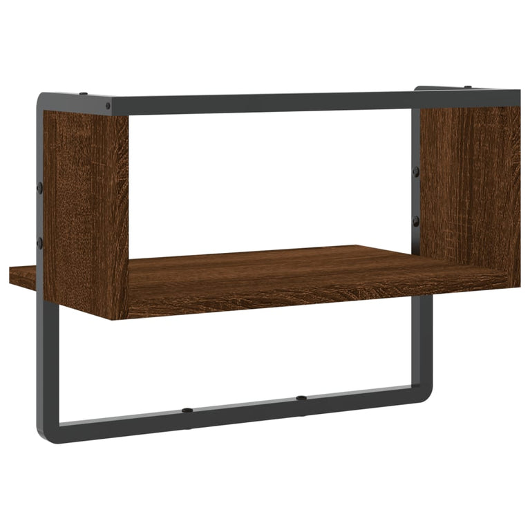 Wandschap met stang 40x25x30 cm bruin eikenkleur MeubelReus