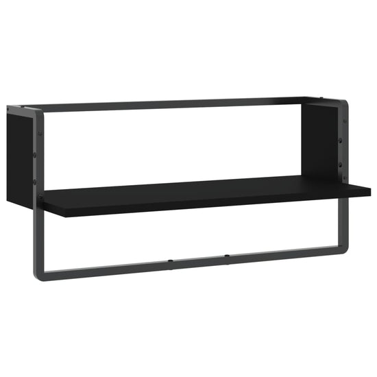 Wandschap met stang 65x25x30 cm zwart MeubelReus
