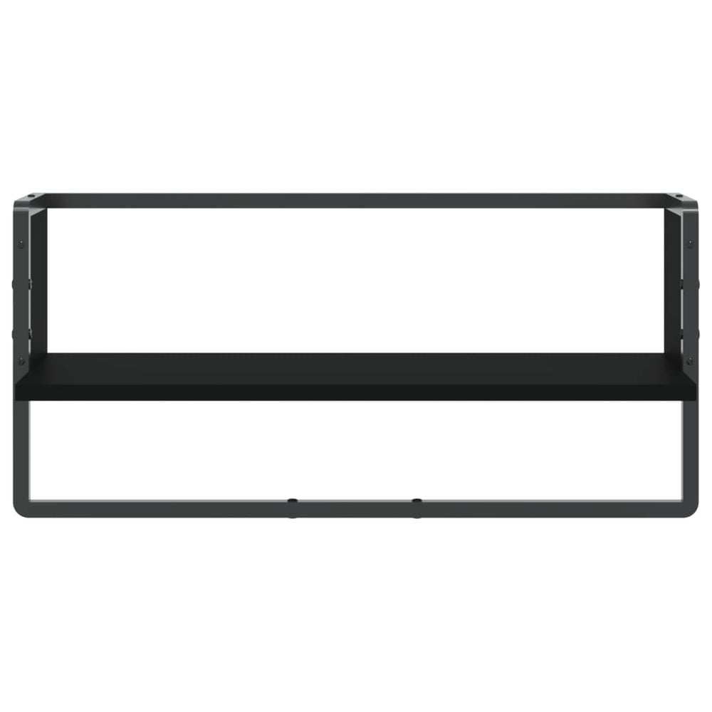 Wandschap met stang 65x25x30 cm zwart MeubelReus