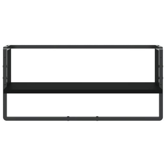 Wandschap met stang 65x25x30 cm zwart MeubelReus