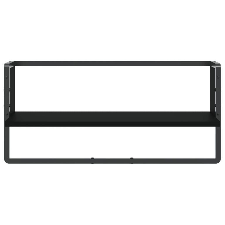 Wandschap met stang 65x25x30 cm zwart MeubelReus