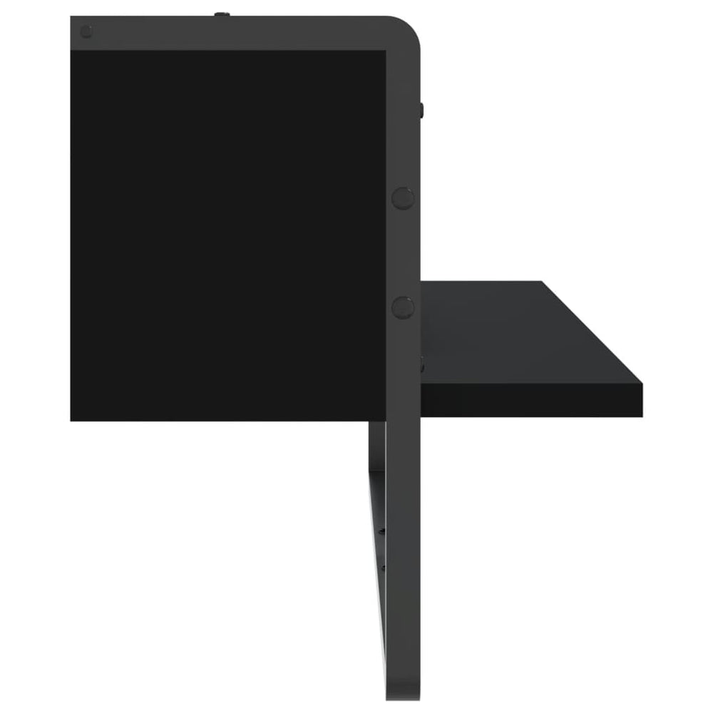 Wandschap met stang 65x25x30 cm zwart MeubelReus