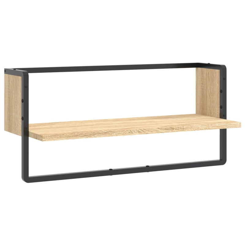 Wandschap met stang 65x25x30 cm sonoma eikenkleurig MeubelReus