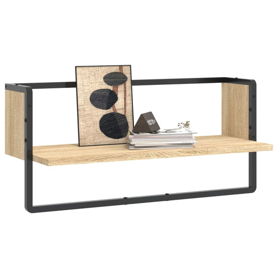 Wandschap met stang 65x25x30 cm sonoma eikenkleurig MeubelReus