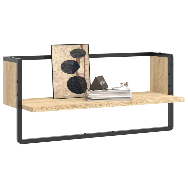 Wandschap met stang 65x25x30 cm sonoma eikenkleurig MeubelReus