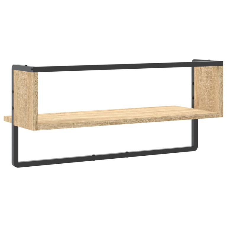 Wandschap met stang 65x25x30 cm sonoma eikenkleurig MeubelReus