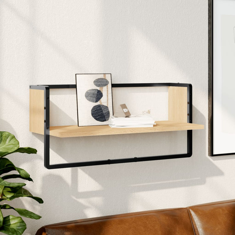 Wandschap met stang 65x25x30 cm sonoma eikenkleurig MeubelReus