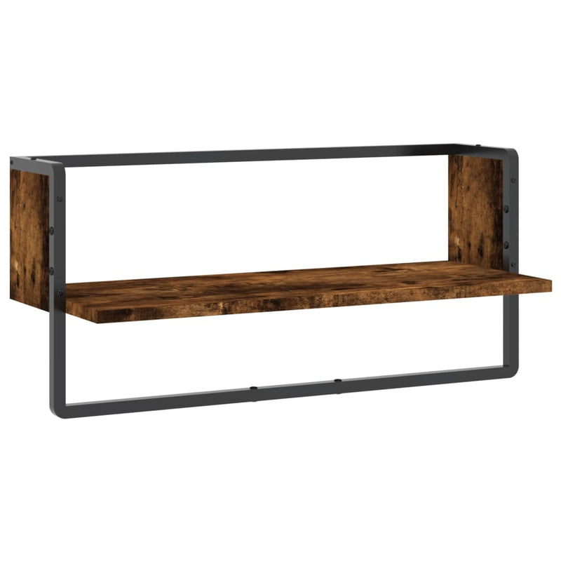 Wandschap met stang 65x25x30 cm gerookt eikenkleurig MeubelReus