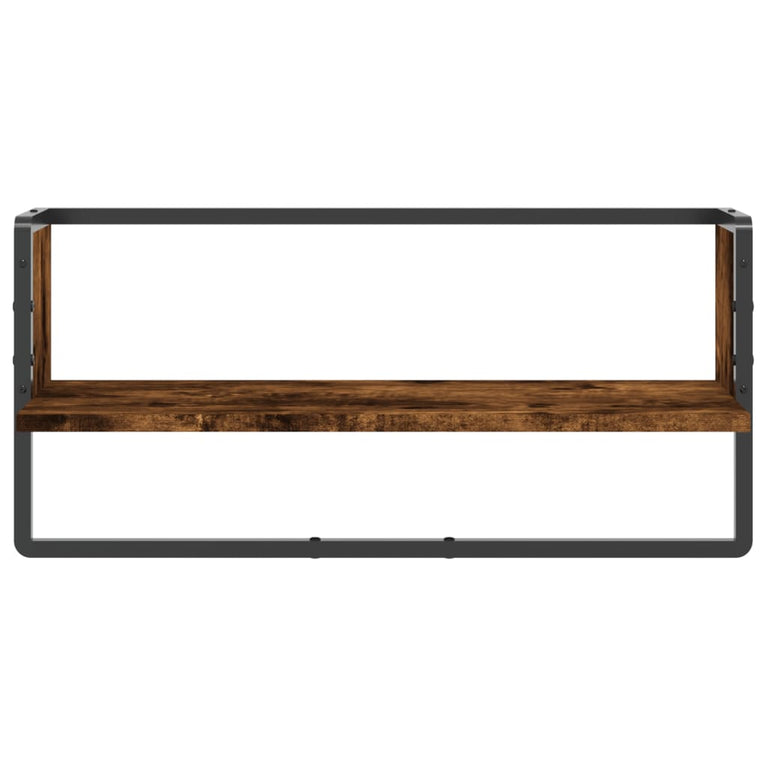Wandschap met stang 65x25x30 cm gerookt eikenkleurig MeubelReus