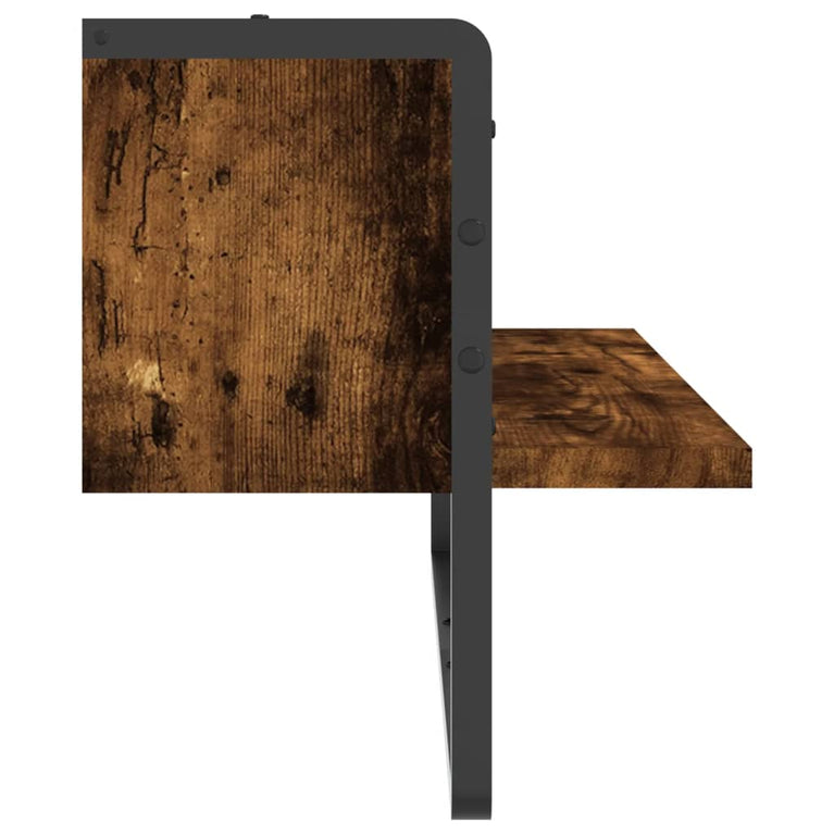 Wandschap met stang 65x25x30 cm gerookt eikenkleurig MeubelReus