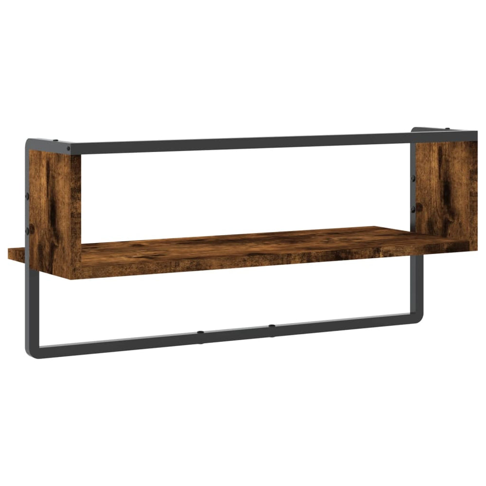 Wandschap met stang 65x25x30 cm gerookt eikenkleurig MeubelReus