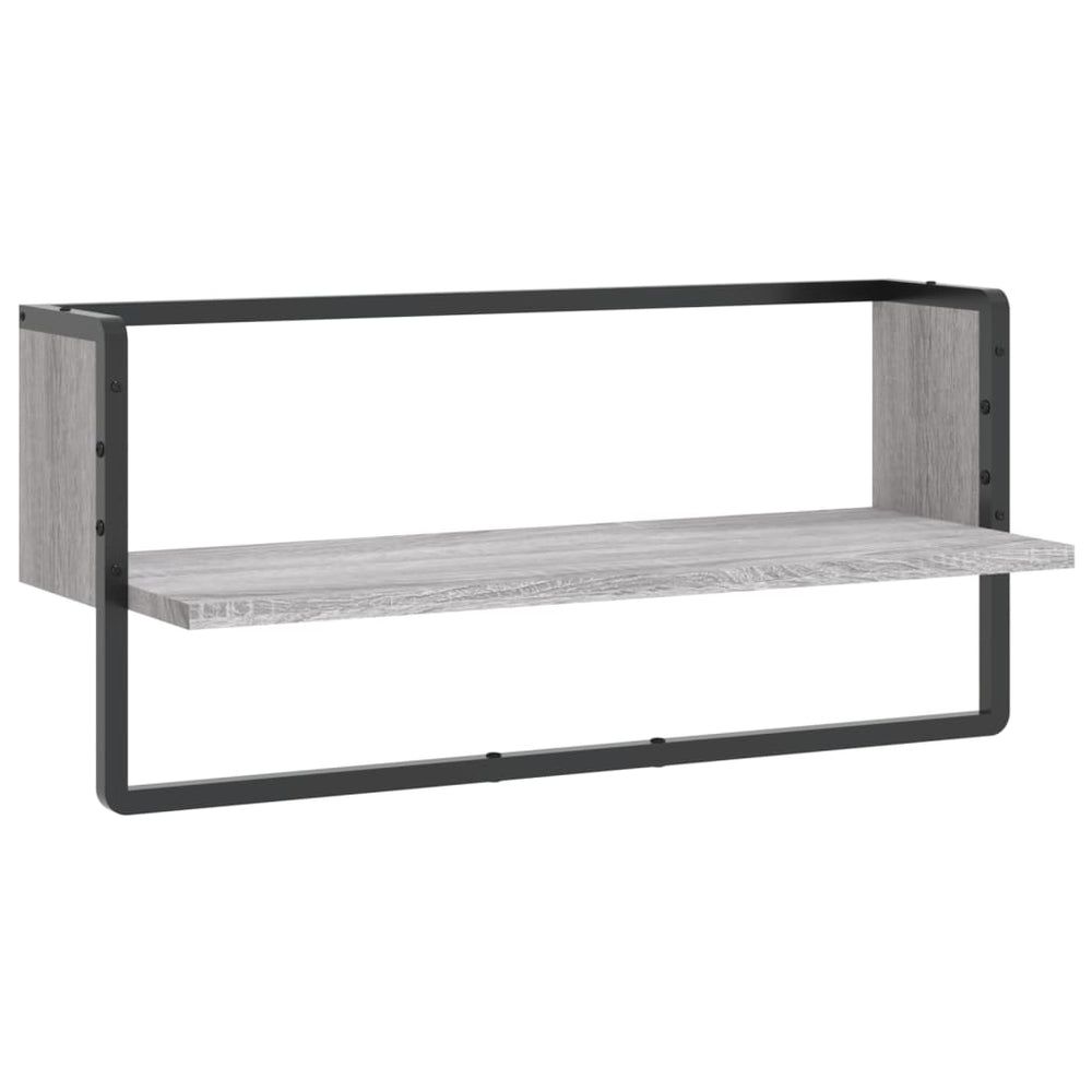 Wandschap met stang 65x25x30 cm grijs sonoma eikenkleurig MeubelReus