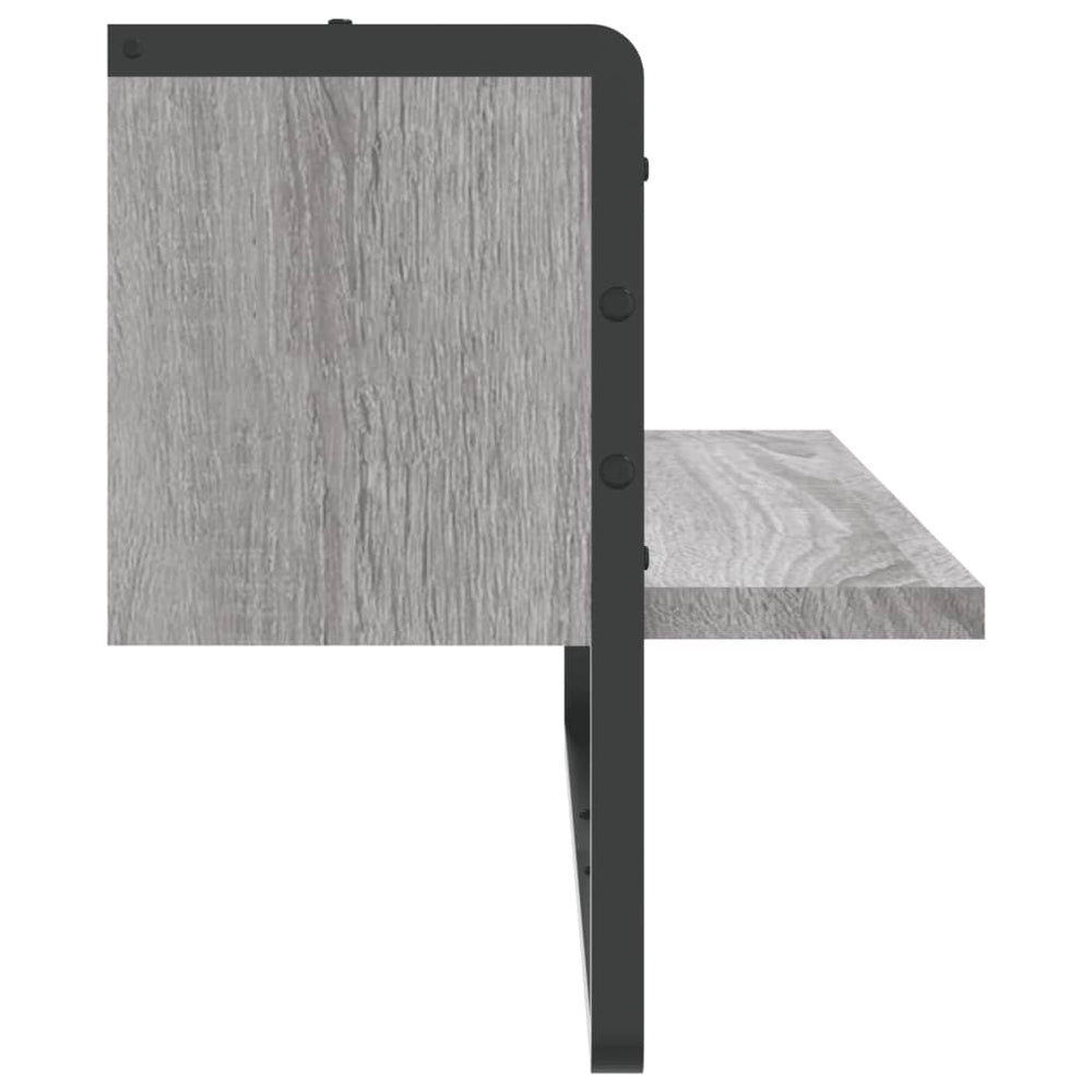 Wandschap met stang 65x25x30 cm grijs sonoma eikenkleurig MeubelReus