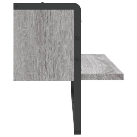 Wandschap met stang 65x25x30 cm grijs sonoma eikenkleurig MeubelReus