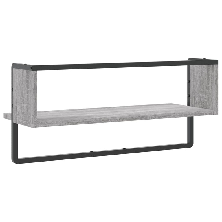 Wandschap met stang 65x25x30 cm grijs sonoma eikenkleurig MeubelReus