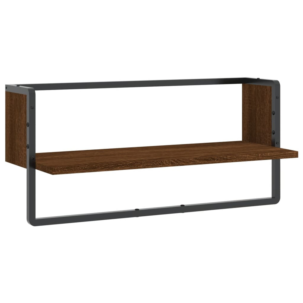 Wandschap met stang 65x25x30 cm bruin eikenkleur MeubelReus