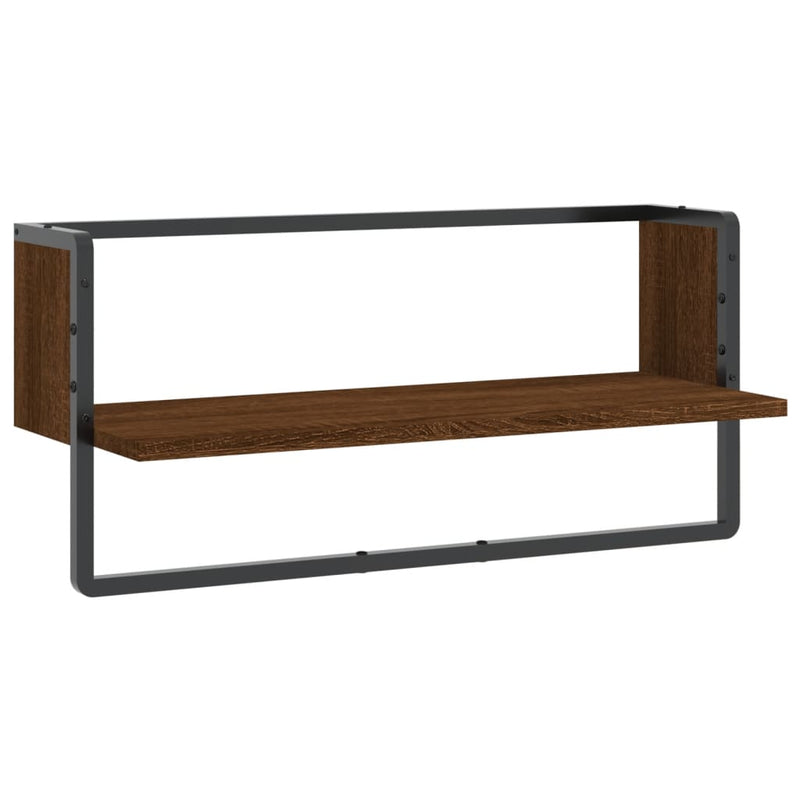 Wandschap met stang 65x25x30 cm bruin eikenkleur MeubelReus