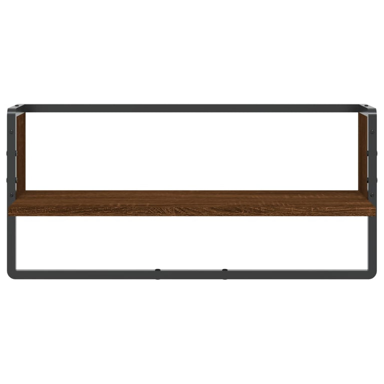Wandschap met stang 65x25x30 cm bruin eikenkleur MeubelReus