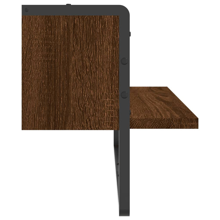Wandschap met stang 65x25x30 cm bruin eikenkleur MeubelReus