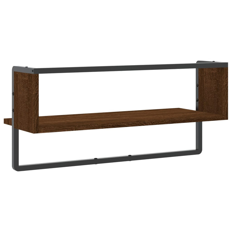 Wandschap met stang 65x25x30 cm bruin eikenkleur MeubelReus