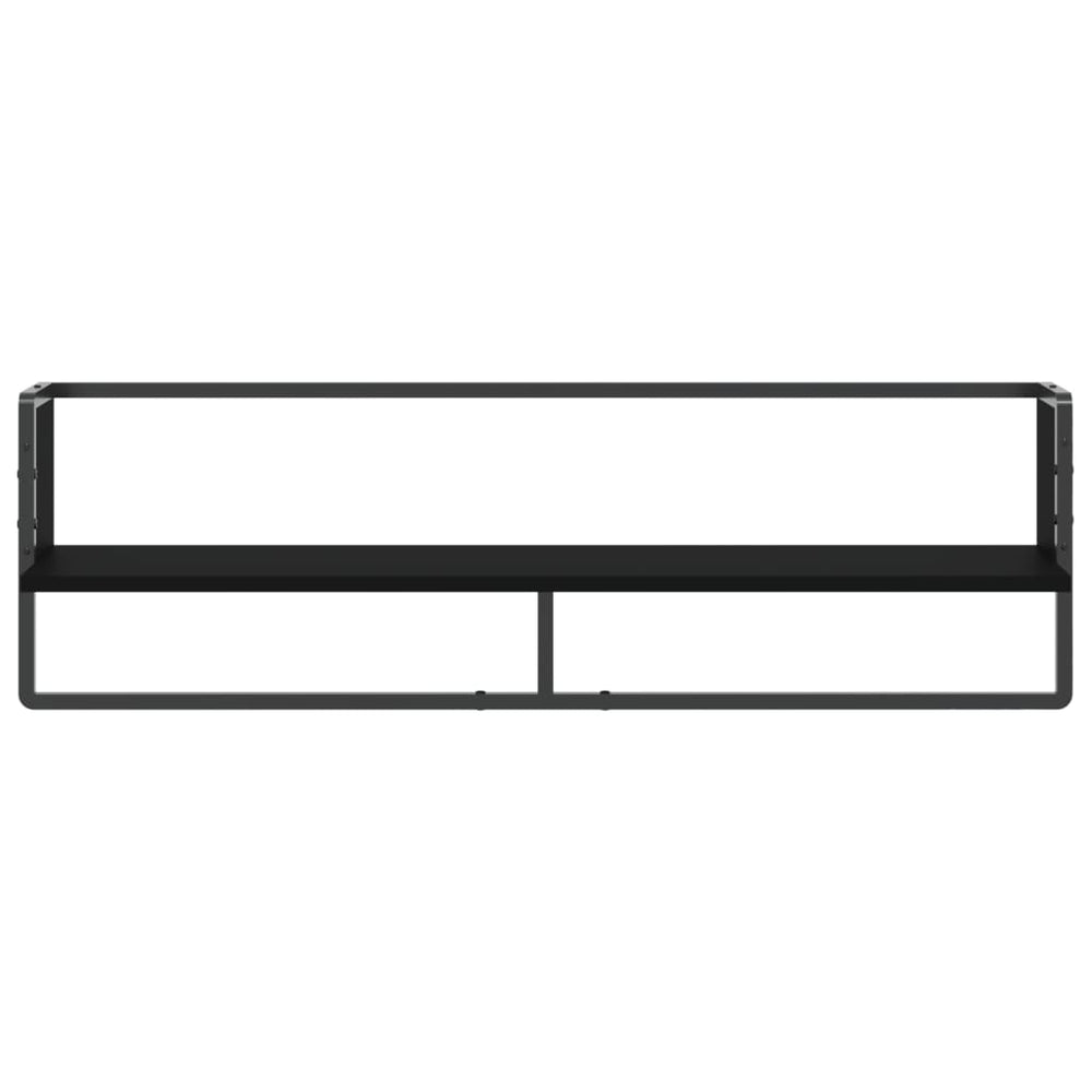 Wandschap met stang 100x25x30 cm zwart MeubelReus