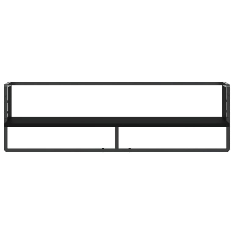 Wandschap met stang 100x25x30 cm zwart MeubelReus