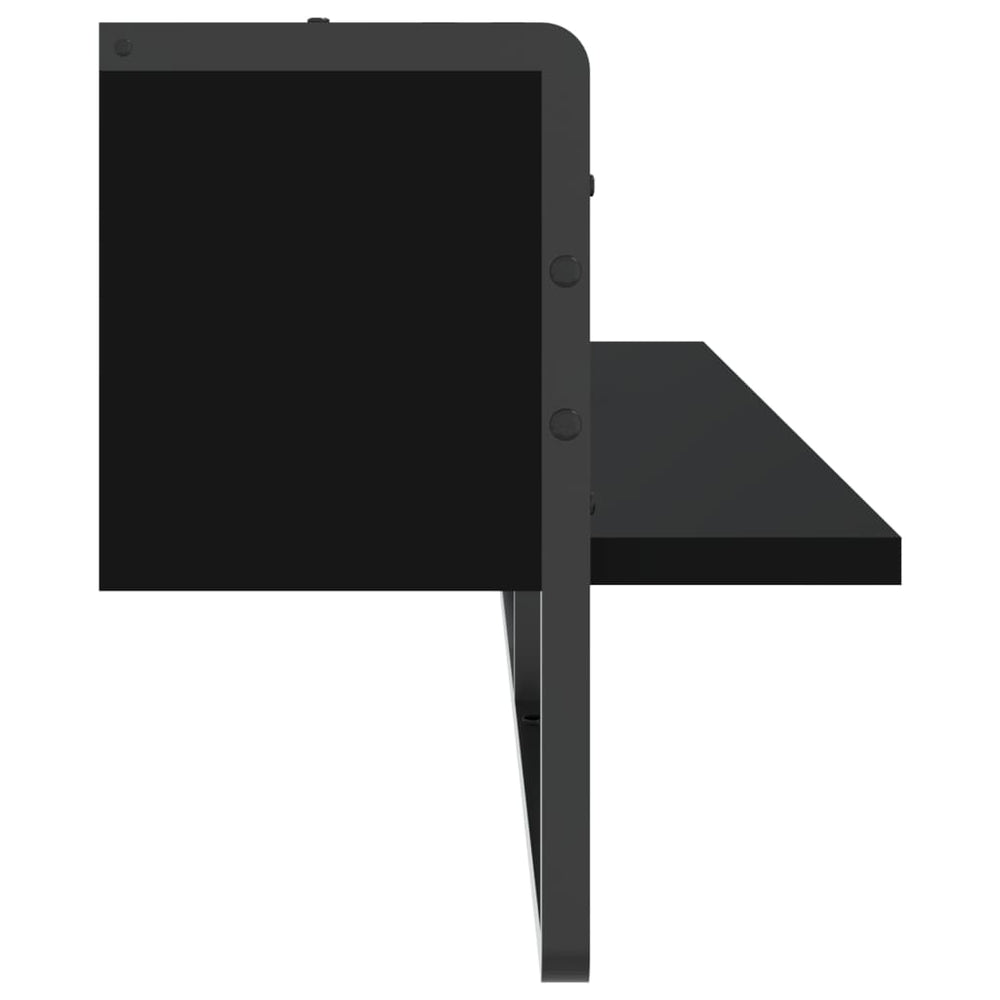 Wandschap met stang 100x25x30 cm zwart MeubelReus