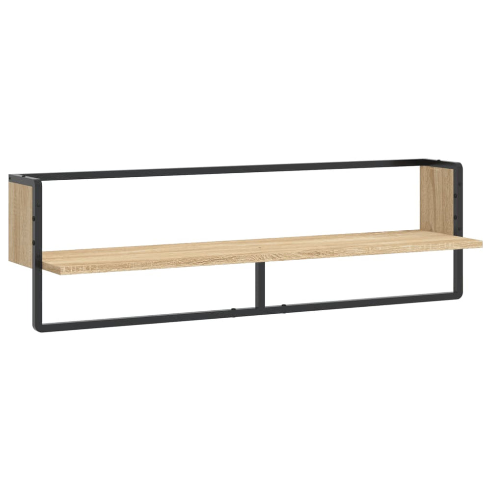 Wandschap met stang 100x25x30 cm sonoma eikenkleurig MeubelReus
