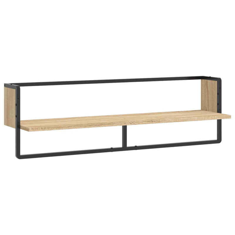 Wandschap met stang 100x25x30 cm sonoma eikenkleurig MeubelReus