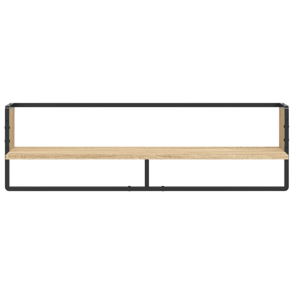 Wandschap met stang 100x25x30 cm sonoma eikenkleurig MeubelReus